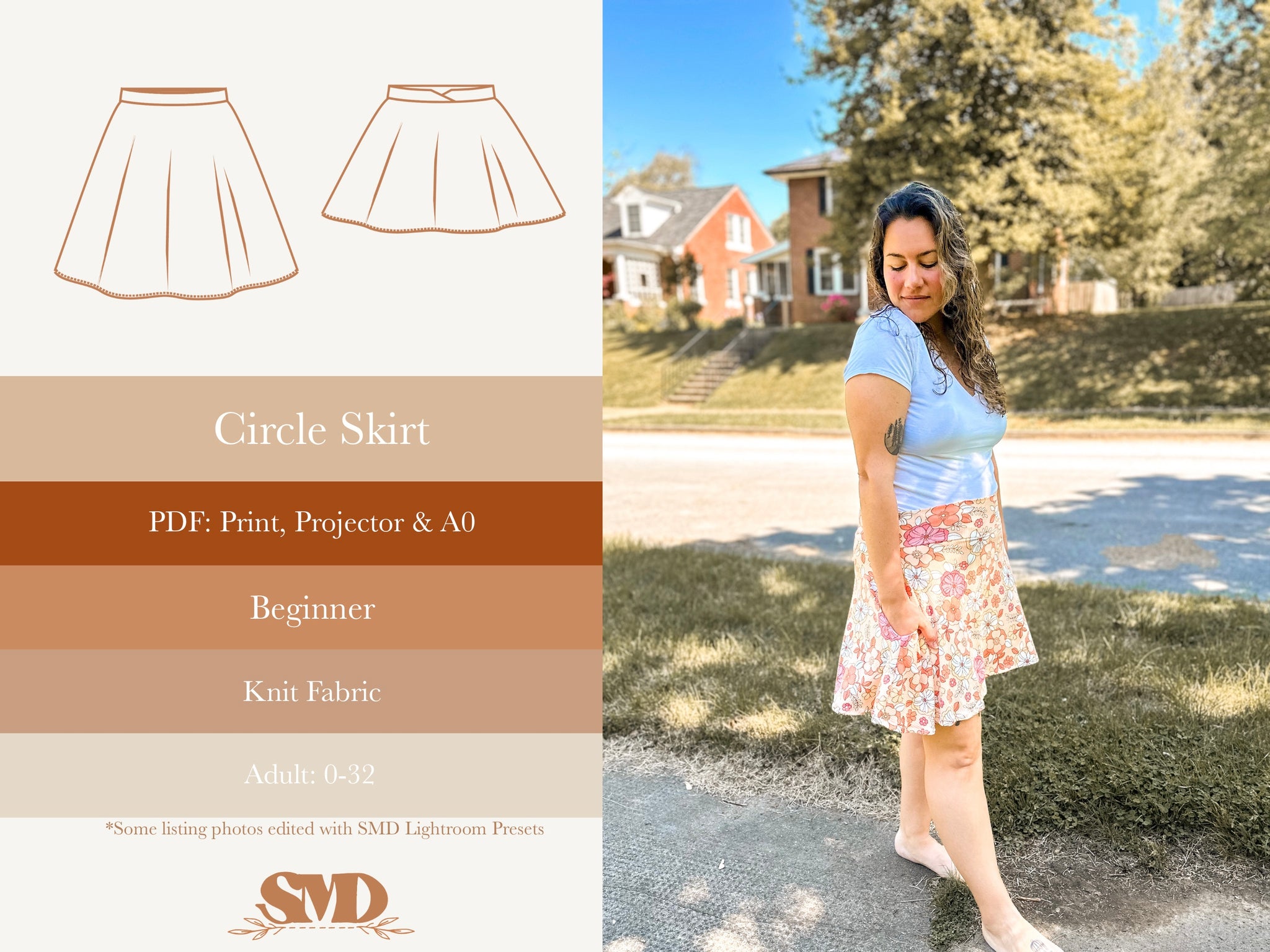 Adult Circle Skirt Add On Digital Sewing Pattern Sizes 0-32