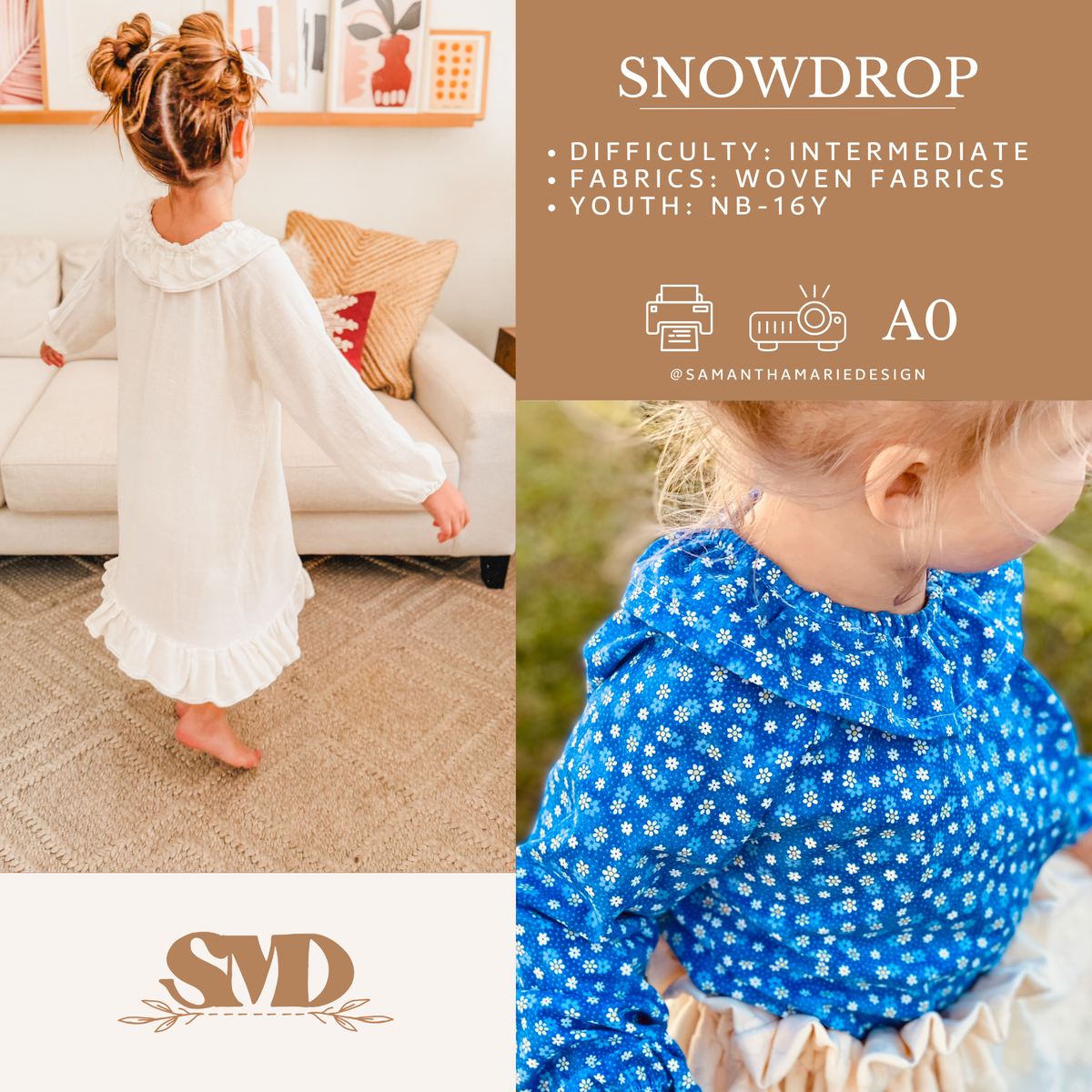 Youth Snowdrop Dress and Top Digital Sewing Pattern Sizes NB-16Y ...