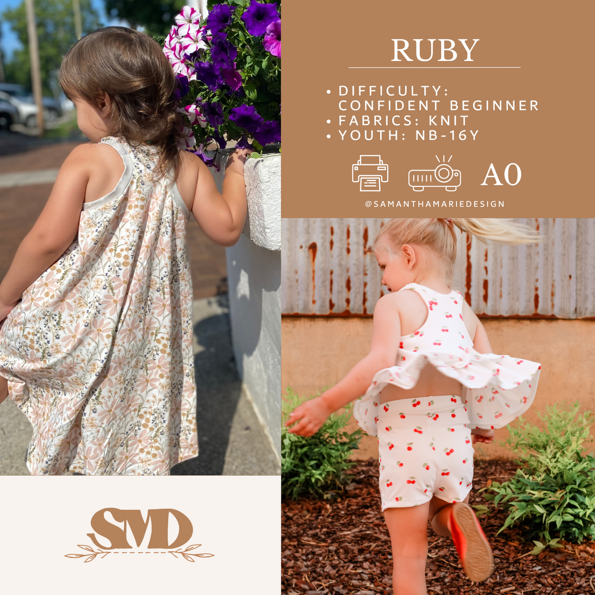 Youth Ruby Racerback Top and Dress Digital Sewing Pattern Sizes NB-16Y ...