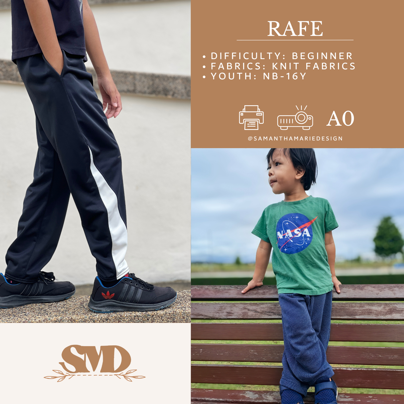Youth Rafe Barrel Pants Digital Sewing Pattern Sizes NB-16Y