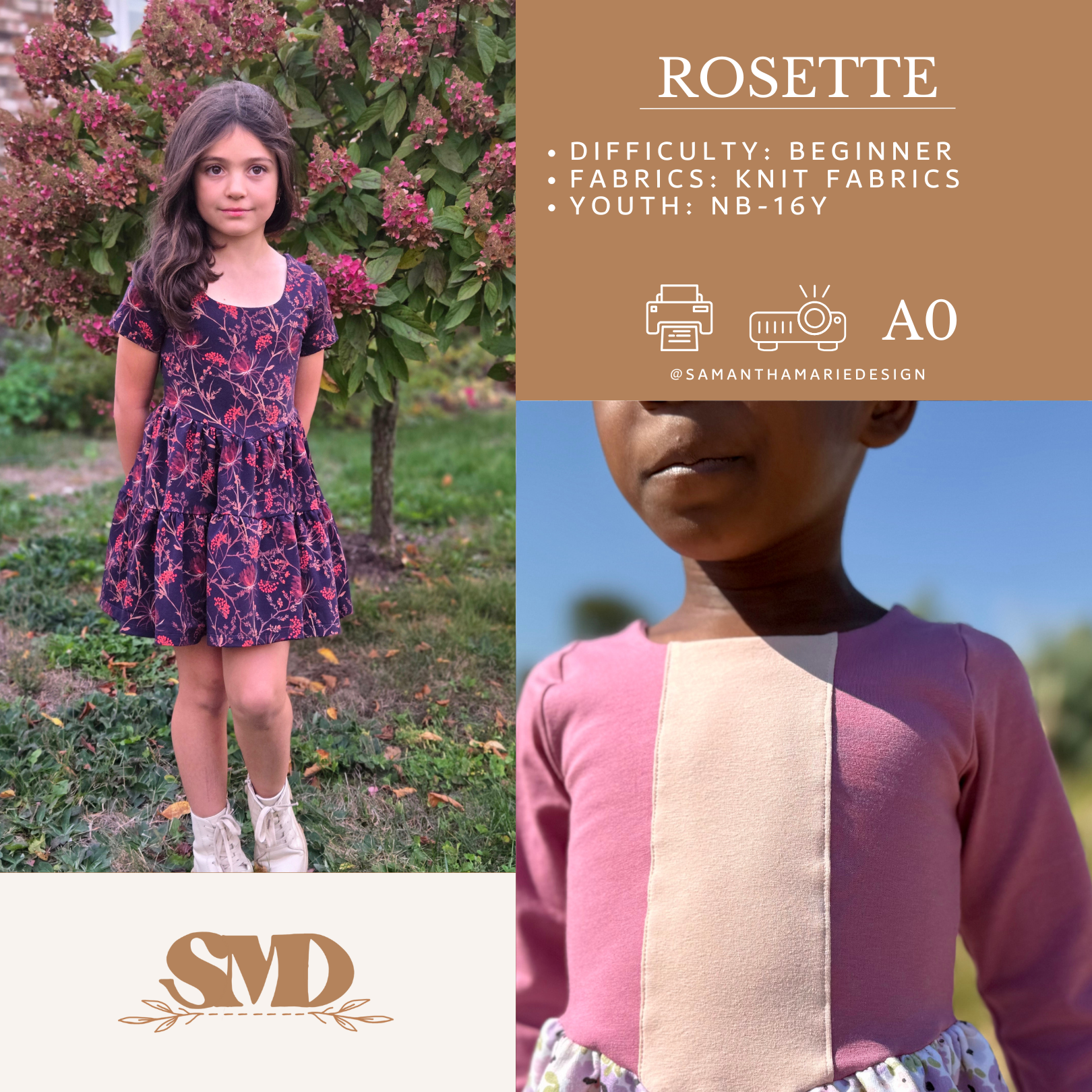 Youth Rosette Dress Digital Sewing Pattern Sizes NB-16Y – Samantha