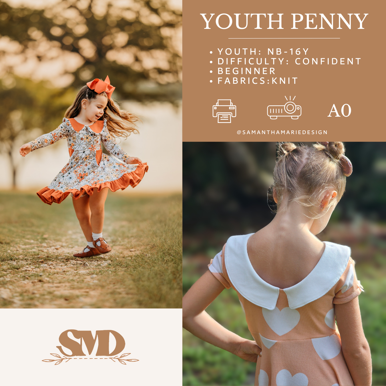 Youth Penny Top and Dress Digital Sewing Pattern Sizes NB