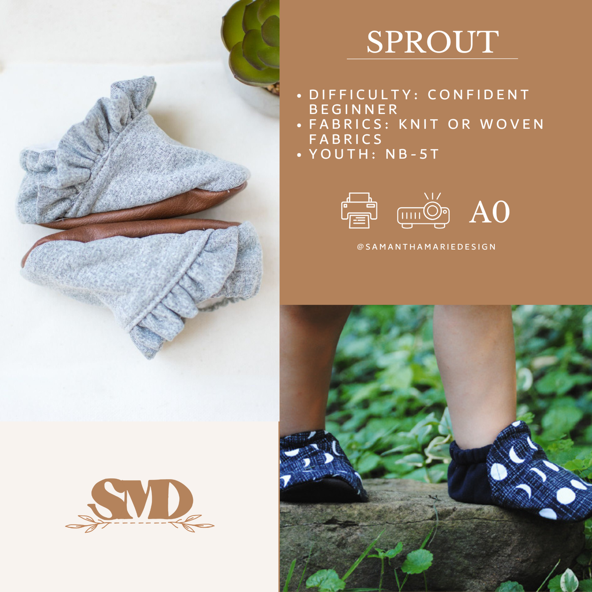 Child Sprout Bootie Sewing Pattern Sizes NB-5T – Samantha Marie Design