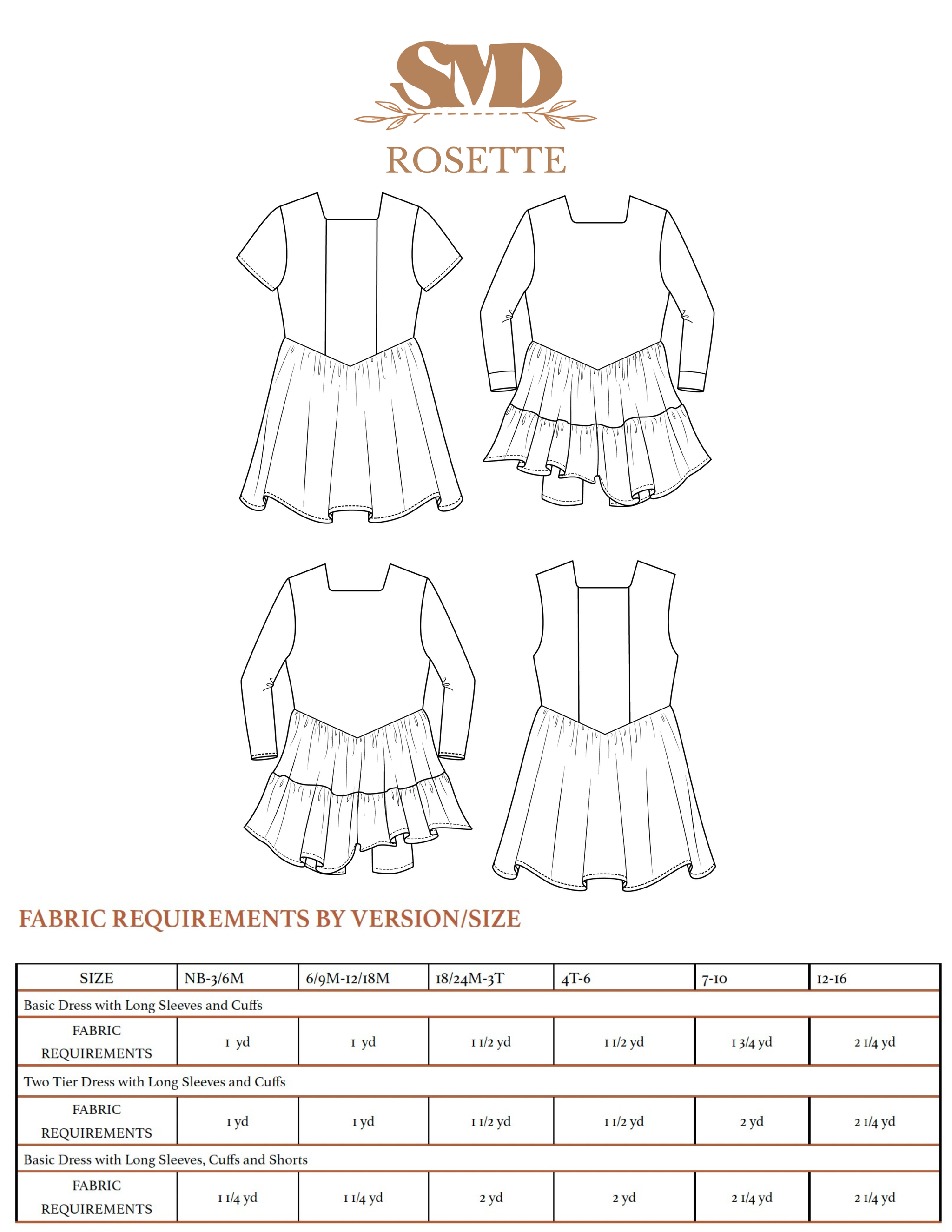 Youth Rosette Dress Digital Sewing Pattern Sizes NB-16Y – Samantha
