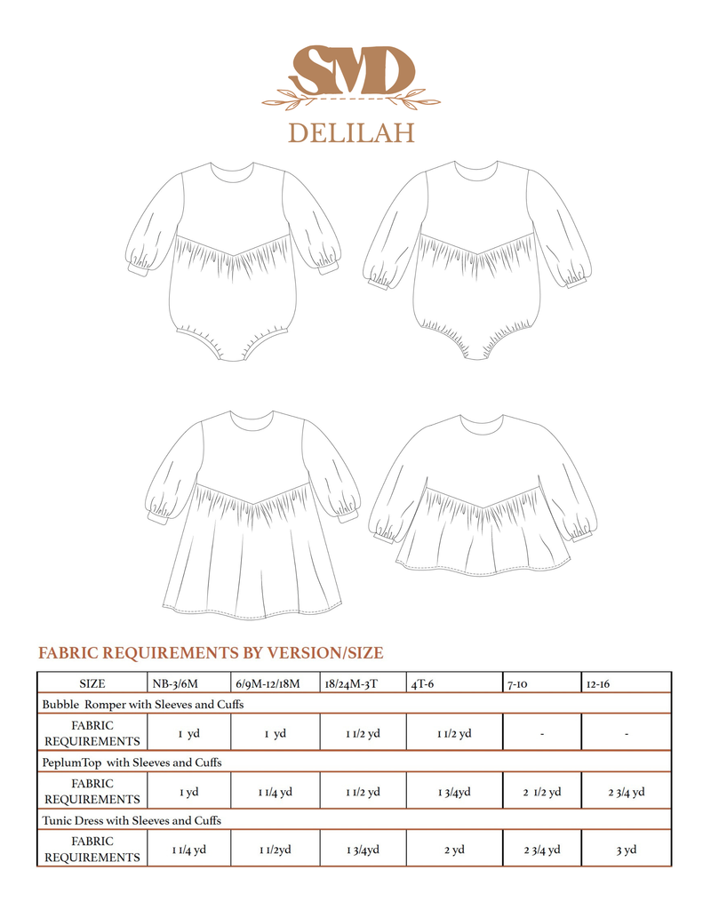 Youth Delilah Dress, Top and Bubble Romper Digital Sewing Pattern Size ...
