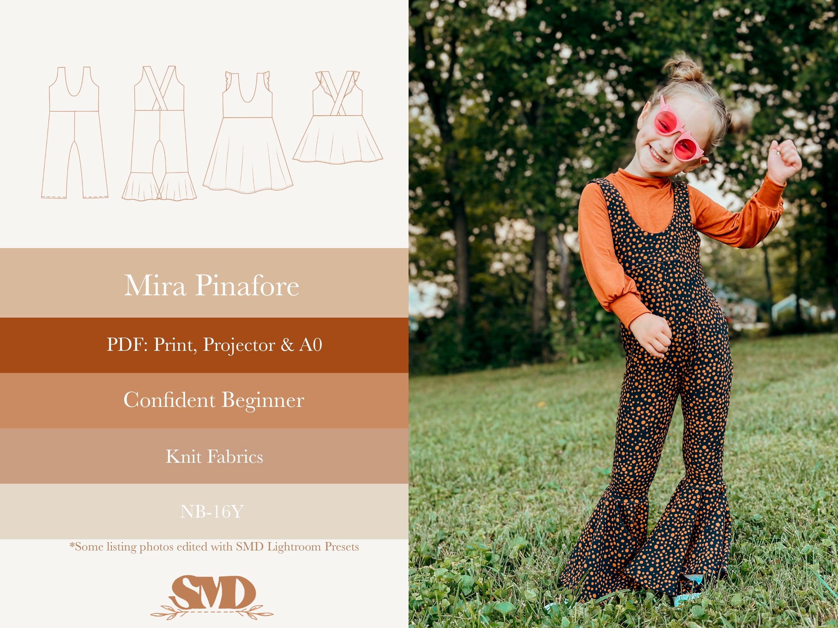Youth Mira Pinafore Dress and Jumpsuit Digital Sewing Pattern Sizes NB Samantha Marie Design Youth Mira Pinafore Dress and Jumpsuit Digital Sewing Pattern Sizes NB Samantha Marie Design
