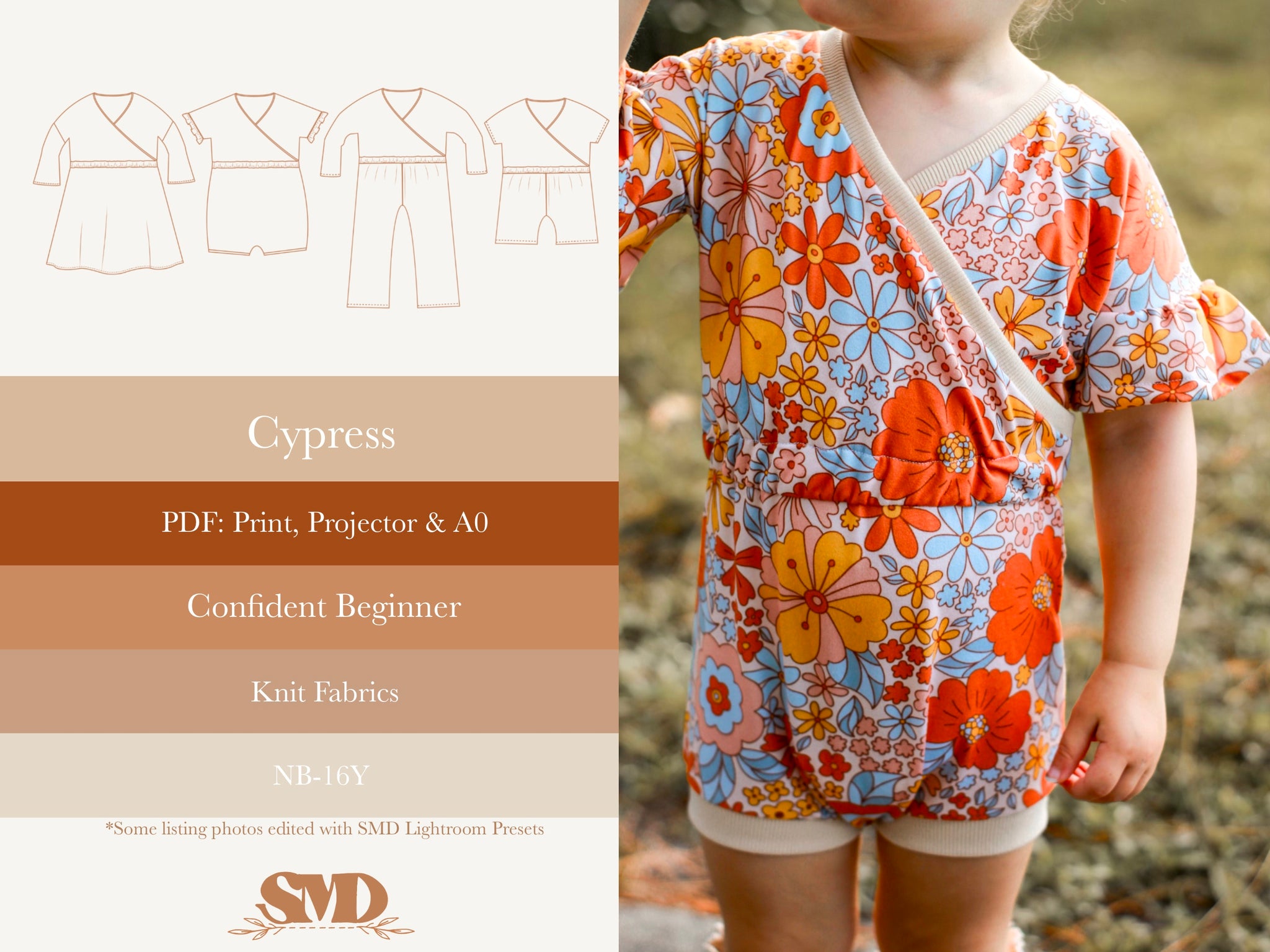Youth Cypress Romper and Dress Digital Sewing Pattern Sizes NB-16Y 