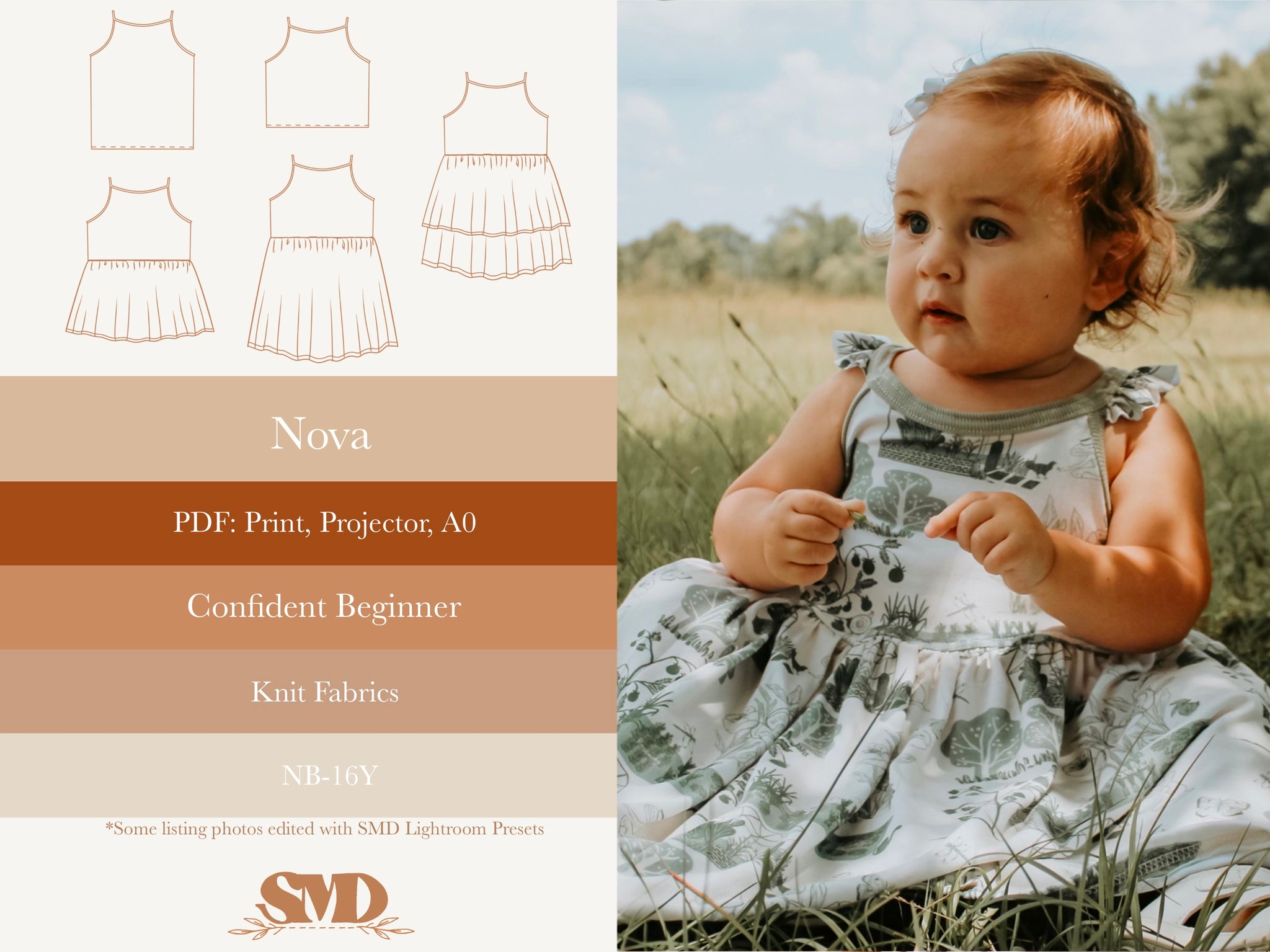 Youth Nova Camisole Top and Dress Digital Sewing Pattern Sizes