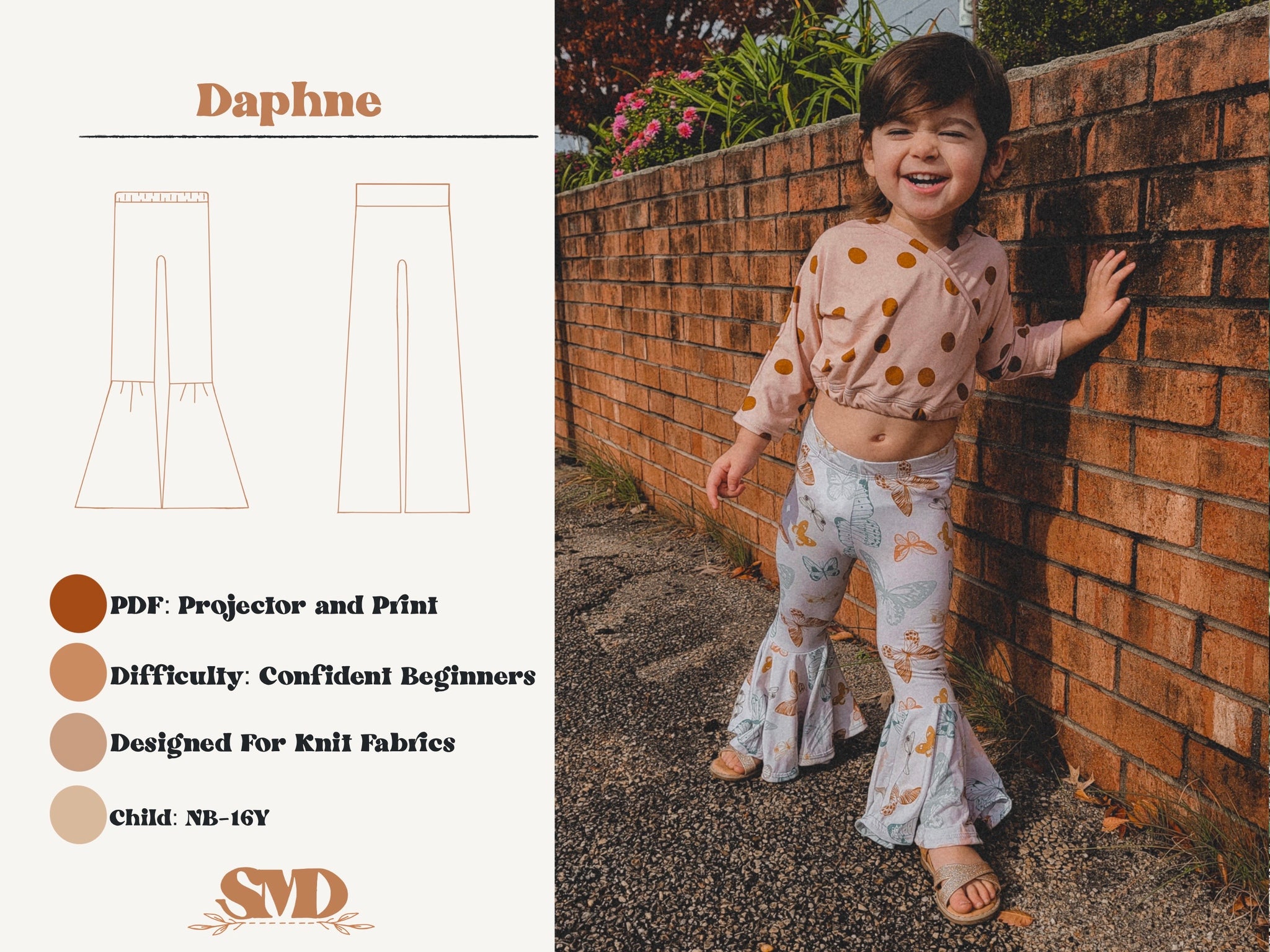 パンツ gain tip Design Flare Distortion Sarouel Youth Daphne Bells, Wide Leg and Flare Pants Digital Sewing