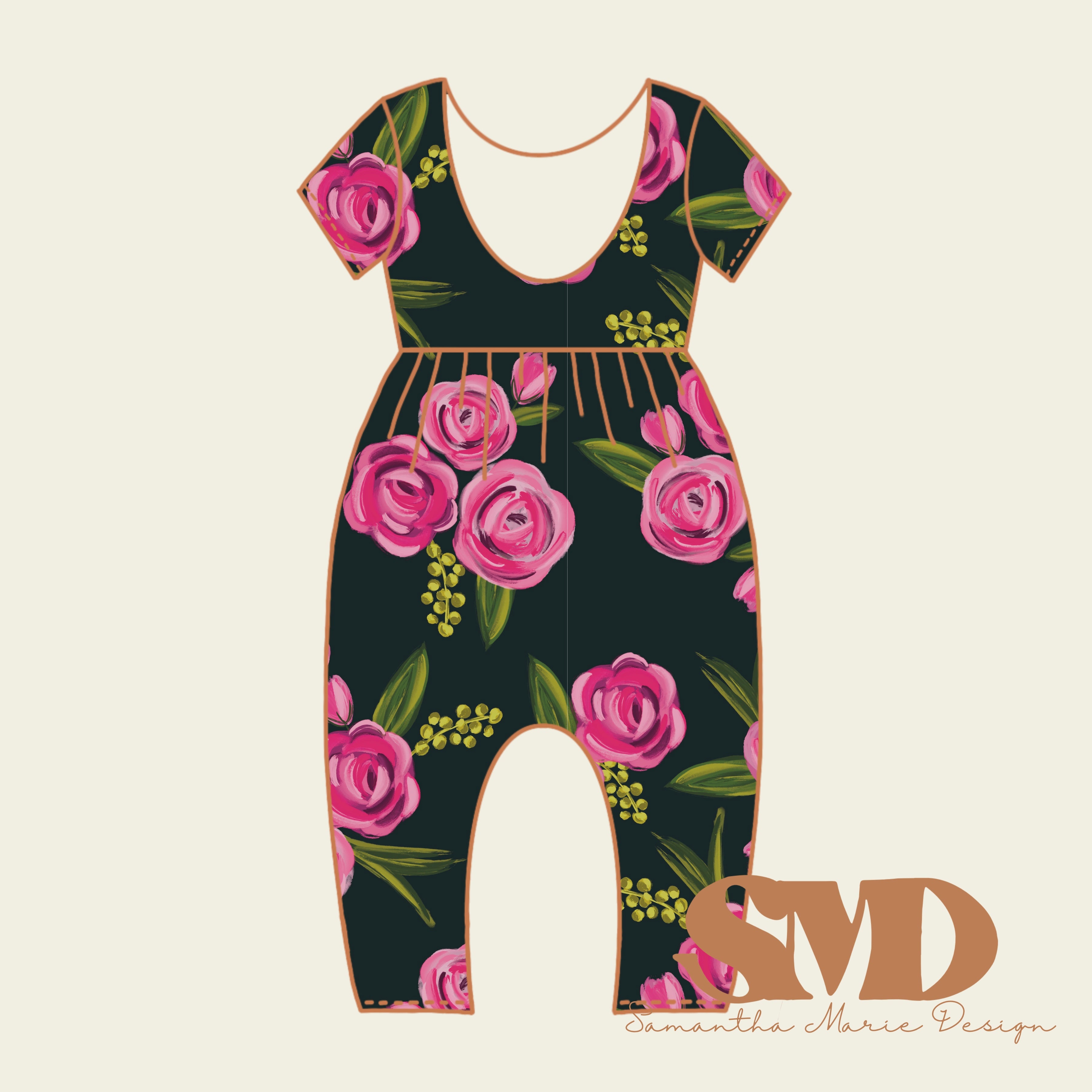 SMD Child Magnolia Romper Pattern Mock-up – Samantha Marie Design